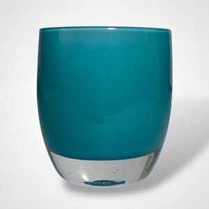 Glassybaby Aqua Verde Votive Candle Holder Teal Hand Blown Glass Pre Triskelion